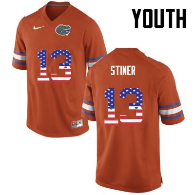 Youth Florida Gators #13 Donovan Stiner NCAA Nike Orange USA Flag Fashion Authentic Stitched College Football Jersey LXK1562LM